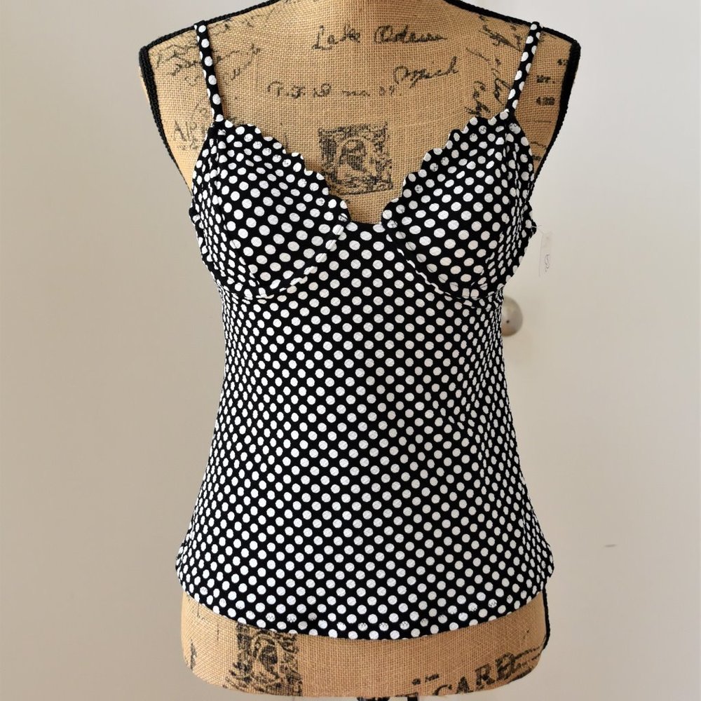 Jessica Simpson Polka Dot Scallop Tankini Top